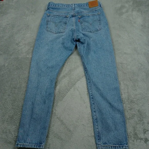 Levis 501 Jeans Womens 29 Blue Denim Premium Button Fly Straight Casual Distress - Picture 6 of 10